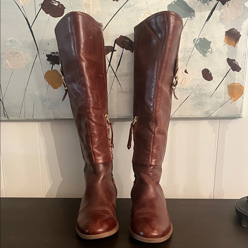 Women's Tall Brown Leather Heeled Riding Boots Lucca Lane